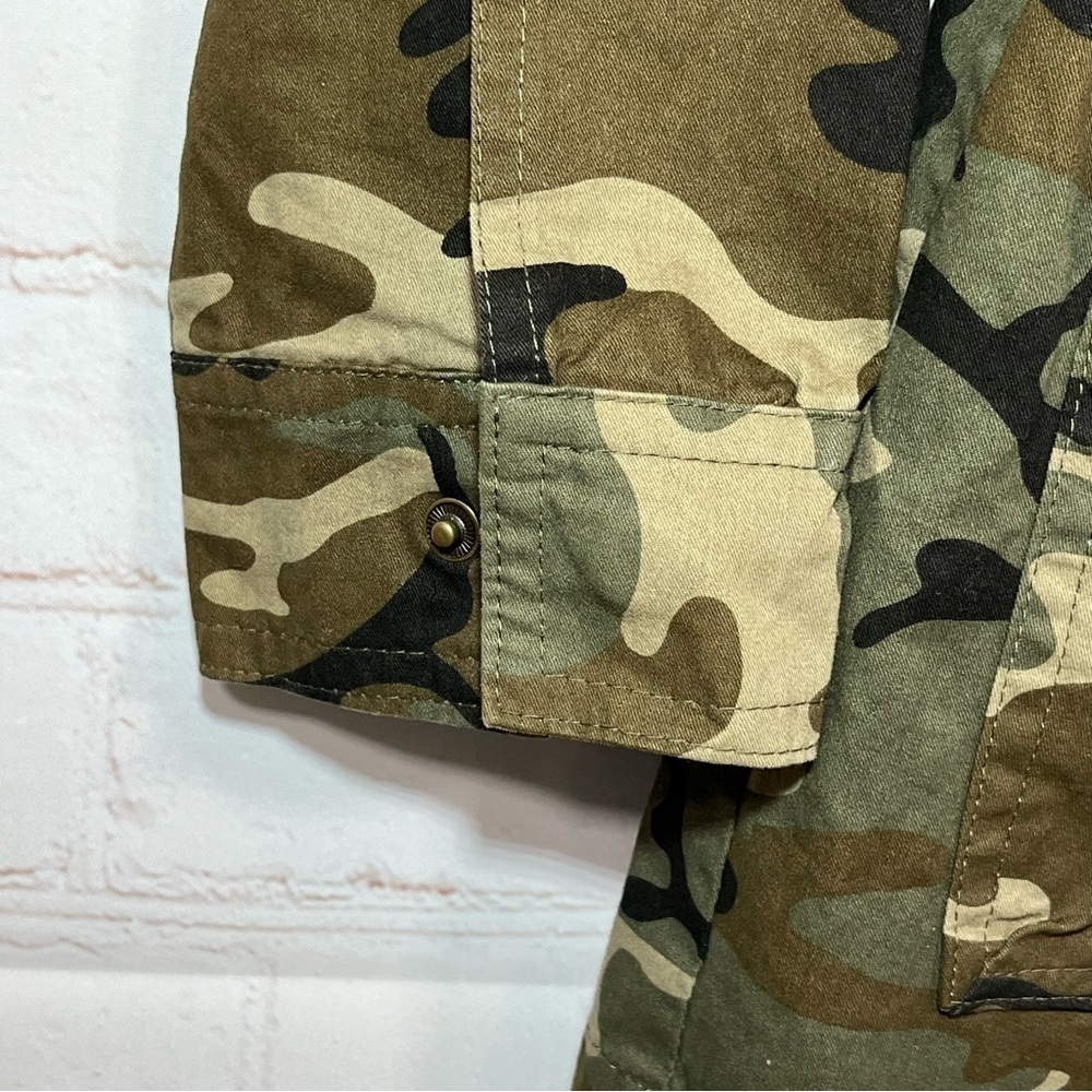 Love Tree Camo Military Jacket Womens Small Full Zip Mock Neck Army Utility - Picture 8 of 14